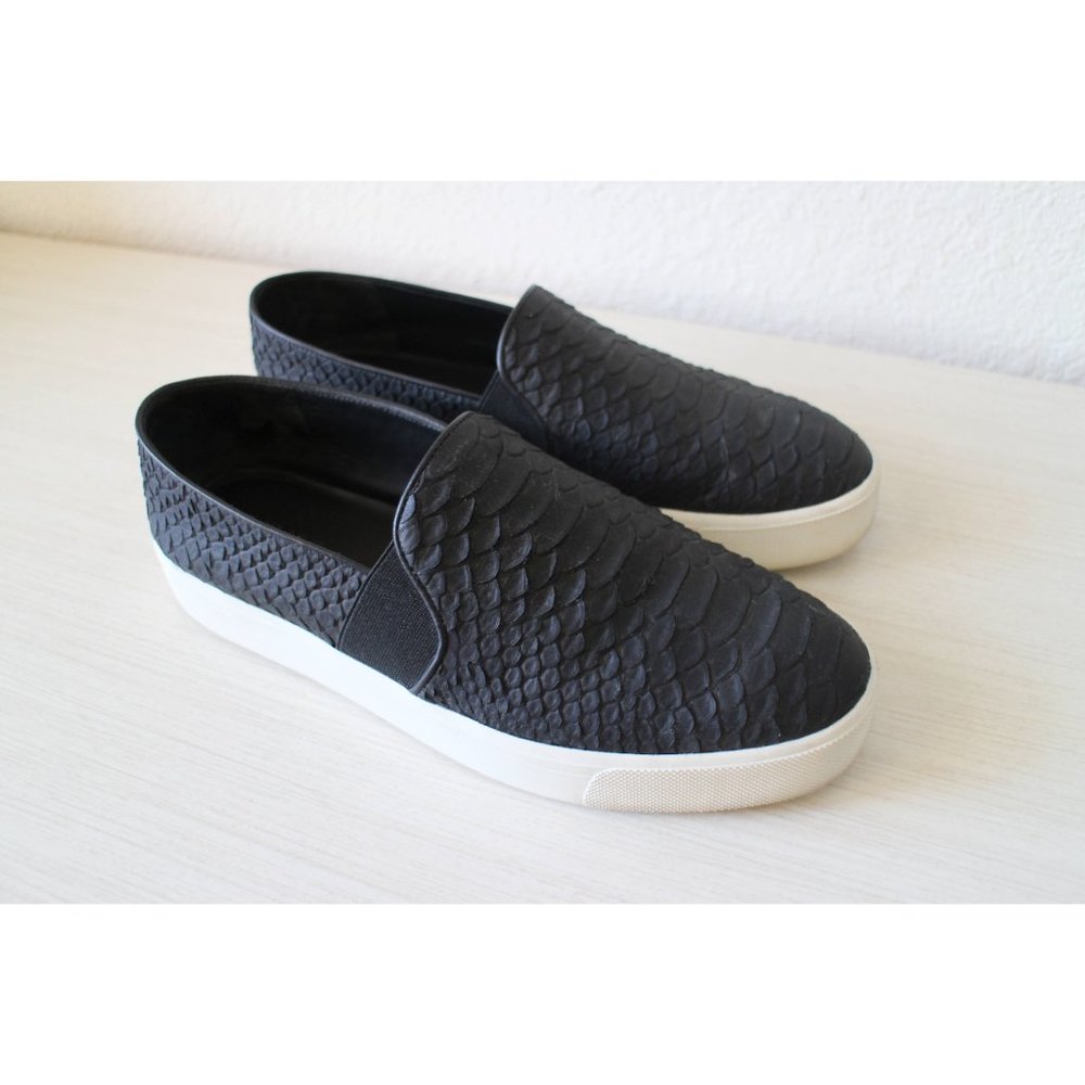 Vince Berlin Snake Embossed Slip On Sneaker Black Size 8 MSRP $219